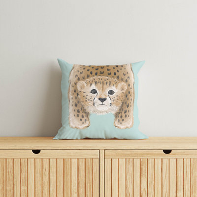 Lil Lying Leopard Blue Pillow
