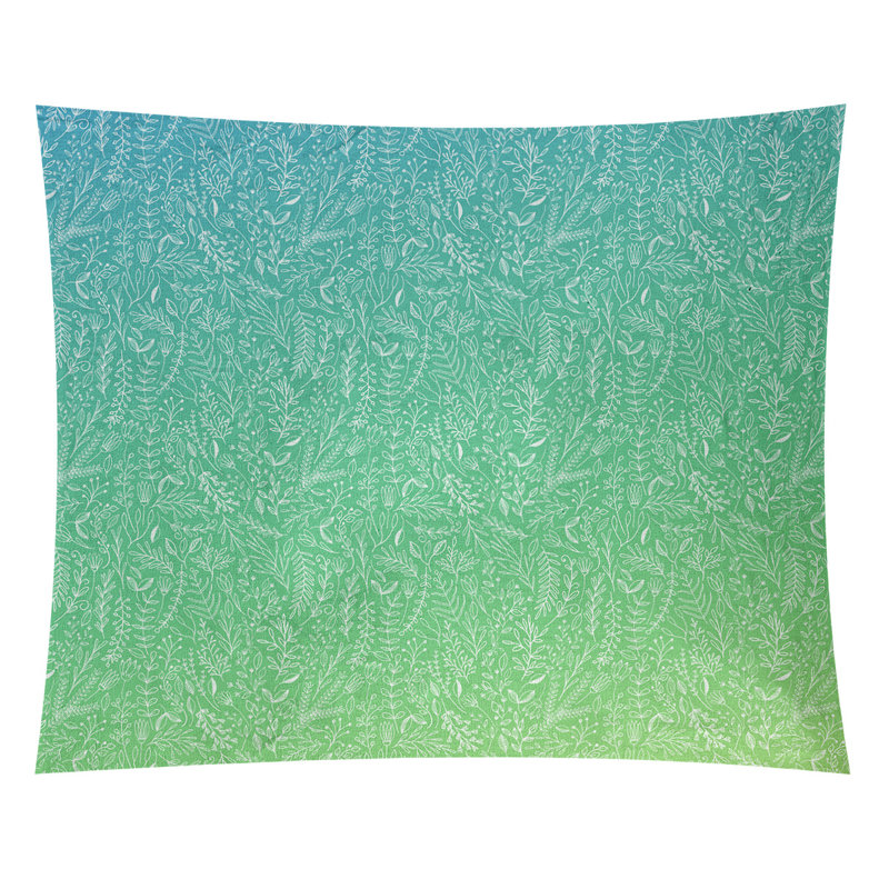 Tapisserie «Avicia Ditsy Floral» par Katelyn Elizabeth, H 51,5 po x l 60,5 po, Vert et bleu, Intérieur / extérieur