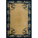 Cream Color Minimalist Open Field Antique Chinese Peking Small Scatter Size Rug