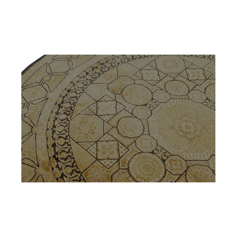 Hand-Knotted High-Quality Black Round Area Rug