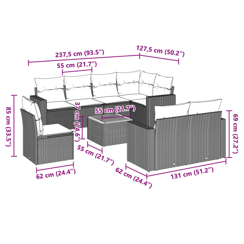 Vidaxl Garden Sofa Set Grey And Brown