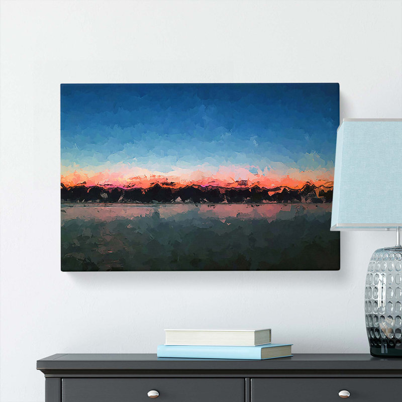 Fuchsia Sky Above the Mountains in Abstract - Wrapped Canvas Graphic Art Print, 35cm H x 50cm W x 3cm D