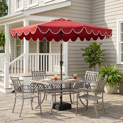 UV Resistant Fade Proof 10 Feet Outdoor Patio Umbrella With Stable Weighted Base And Heavy Duty Sandbags For Backyard Deck Poolside Sun Shade Use