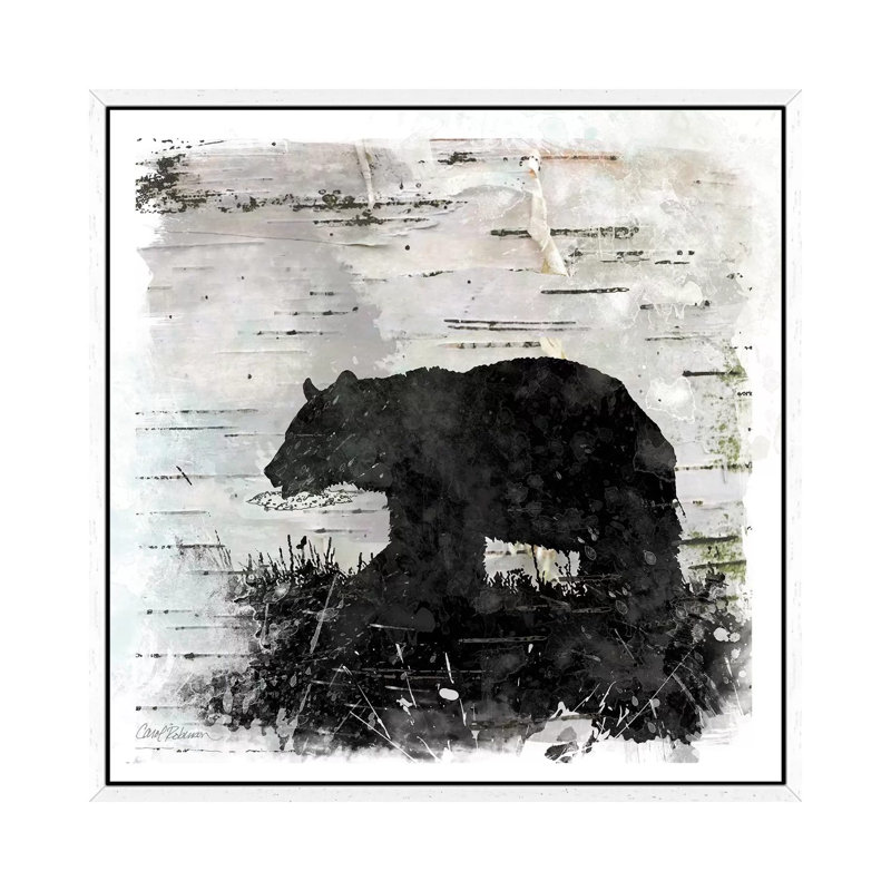 Birch Bark Bear by Carol Robinson - Painting on Canvas, 45.72 cm H x 45.72 cm W, White Framed
