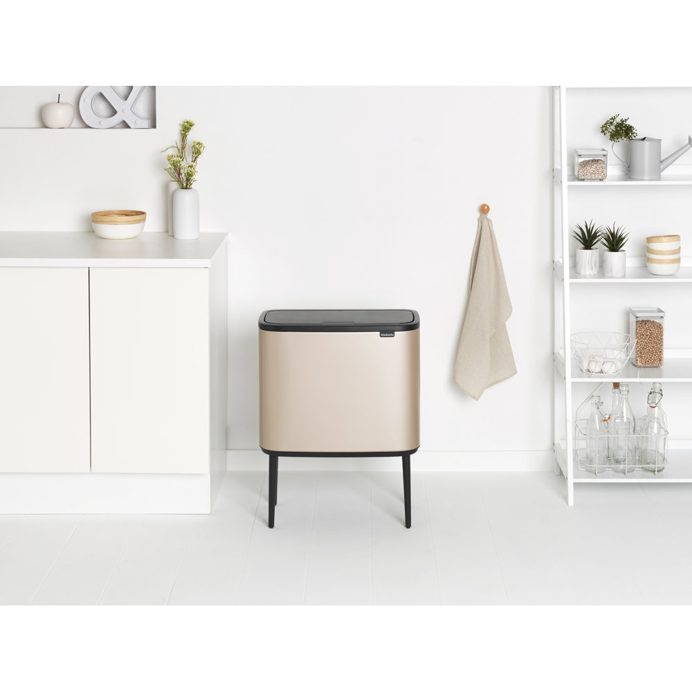 Brabantia Bo 9.5gal Touch Top Trash Can, Metallic Gold
