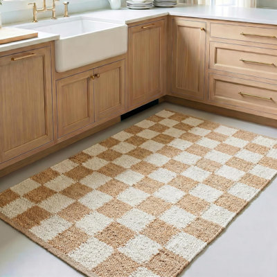 Tapis à carreaux beige / ivoire Mesa