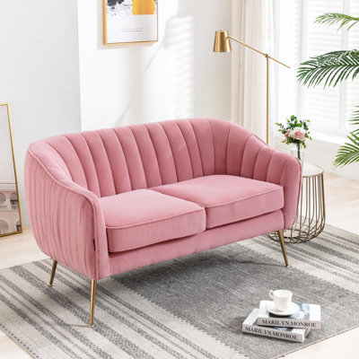Velvet Sofa Couch With Gold Finished Legs