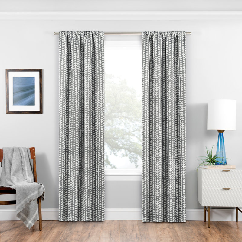 Naya Blackout Curtain Single Panel, 37" W x 95" L, Gray