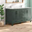 Élégant meuble-lavabo avec lavabo vert, bois d'hévéa durable, rangement de salle de bain moderne
