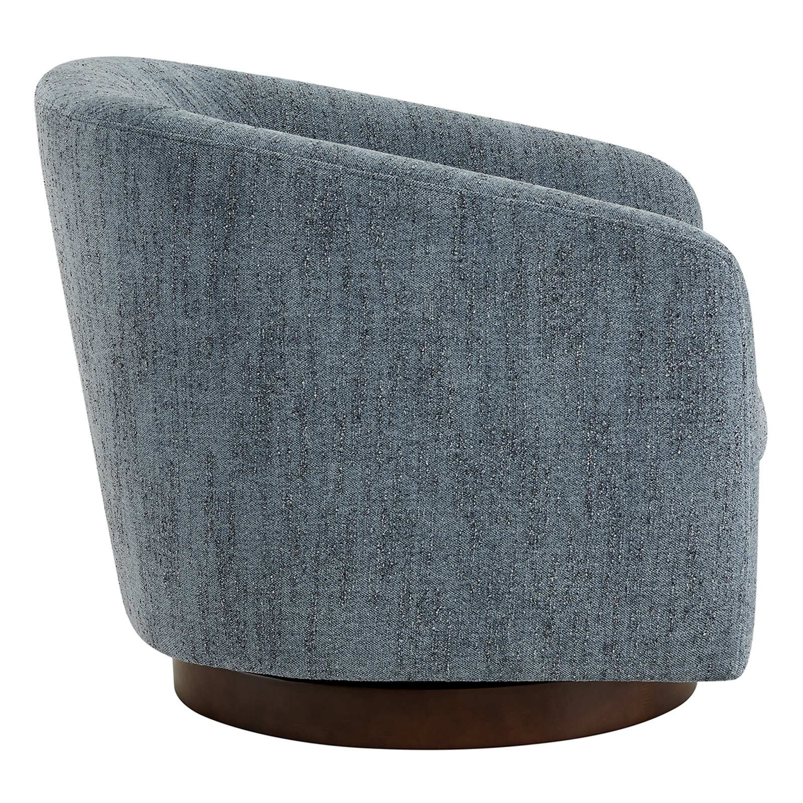 Bennett Linen Swivel Barrel Chair, Mellow Steel Blue Boucle