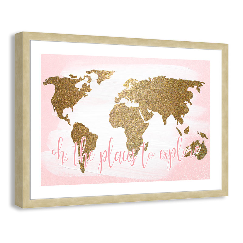 Impression sur papier Explore, H 26,5 po x l 36,5 po x P 0,63 po, Encadré plat champagne