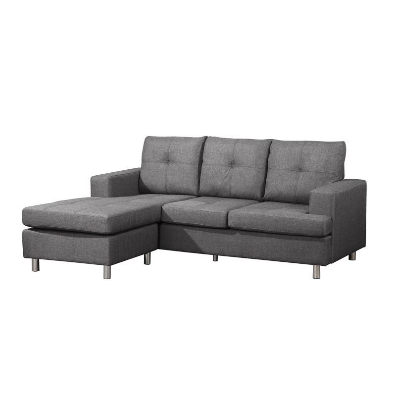 Khaleesi Upholstered L-Shaped Sectional Reversible, Gray