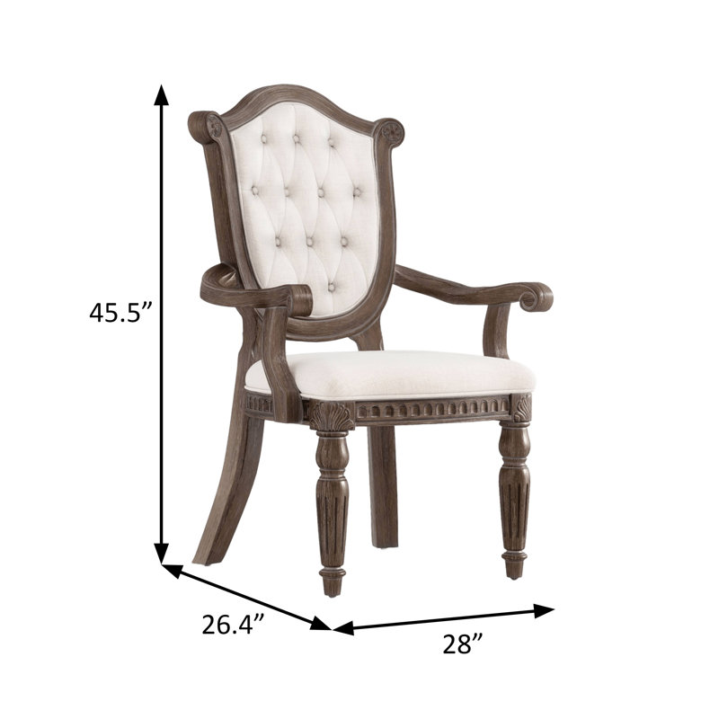 Chaise avec accoudoirs rustique 28 po (2 / RTC), chêne vieilli