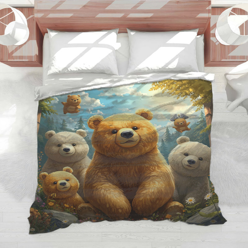 Édredon mignon Bear Family, Grand lit
