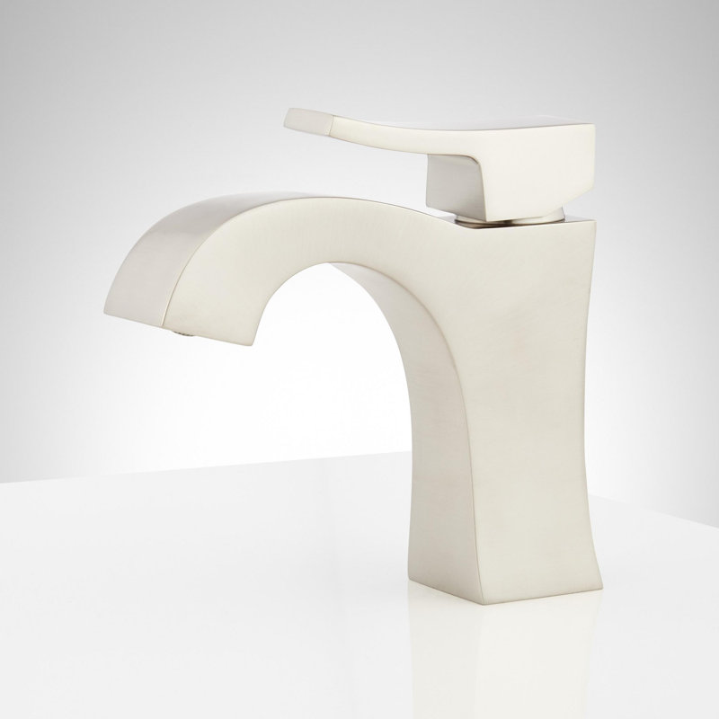Robinet de salle de bain monotrou 1,2 GPM avec poignée levier en métal et bonde escamotable Vilamonte, Nickel brossé