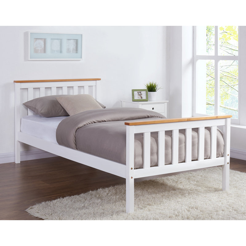 Aaliyahmarie Solid Wood Bed, Kingsize (5'), White/Oak