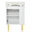 Armoire de meuble-lavabo avec lavabo vasque en céramique simple et rangement à gauche pour une organisation efficace de la salle de bain