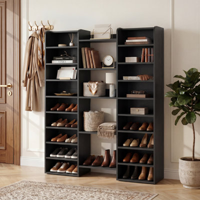 46 Pair Shoe Storage Cabinet ,Tall Shoe Rack With Open Shelves