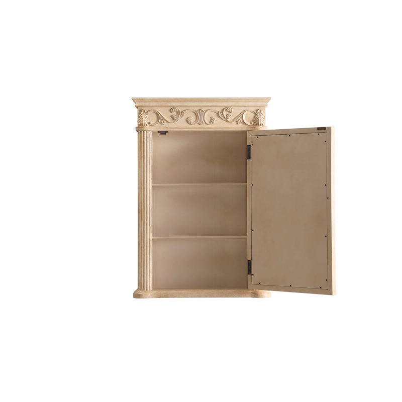 W H Surface Framed Medicine Cabinet Mirror 3 Fixed, Tan, 36" H x 25" W x 6" D
