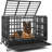 Heavy Duty Indestructible Dog Crate, Steel Escape Proof Dog Cage Kennel for High Anxiety Dogs, with Lockable Wheels and Removable Tray, for Medium Large Dogs-1503604722-1503604723