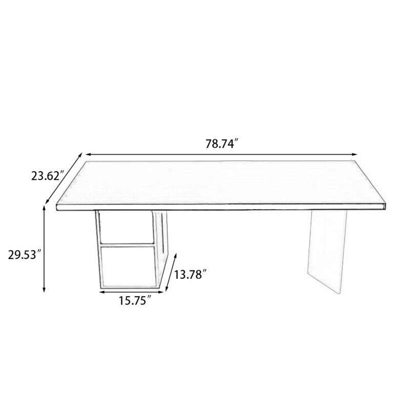 Black Rectangular Solid Wood desks, 29.53" H x 78.74" W x 23.62" D, Right Hand Return