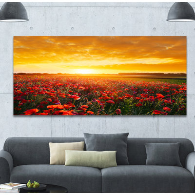" Poppy Field under Ablaze Sunset " Print