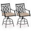 Ensemble de 2 tabourets de bar pivotants pour patio, chaises de bar à hauteur de comptoir d'extérieur avec coussins de siège, dossier haut et accoudoirs robustes, structure en métal robuste-1084248373