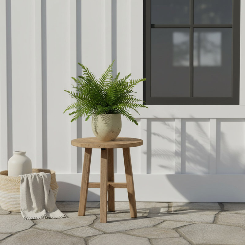 Outdoor UV-Rated Fern in Fiberstone Pot, Gray