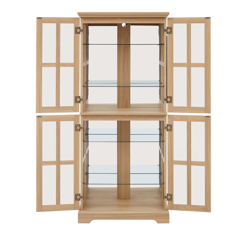Exquisite Curio Display Cabinet with Glass Doors and Adjustable Shelves, Four - Door Design for Showcasing Precious Collectibles
