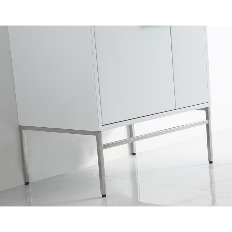 Verlene 24'' Single Bathroom Vanity with Ceramic Top with Mirror, White