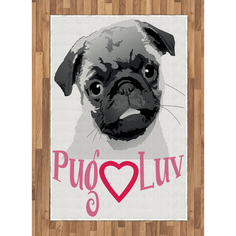 Pug High Density Long Fiber Poly Threads Decorative Area Rug Carpet, Rectangle 4' x 5'8"