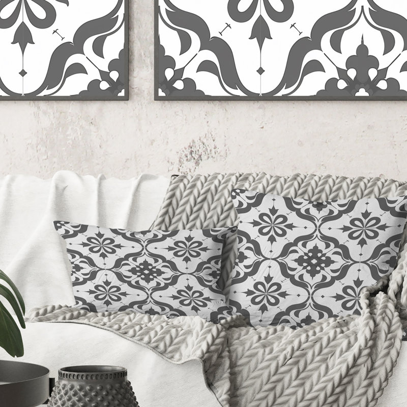 Dark Gray Quatrefoil Glam I - Transitional Throw Pillow, 18"H x 18"W