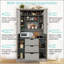 Armoire de cuisine autoportante avec 4 portes, 3 tiroirs, 6 tablettes et 6 supports à vin pour un rangement organisé et une conception élégante-131655807