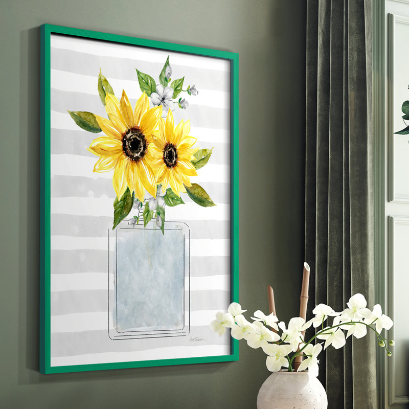 «Sunflower Perfume I», reproduction encadrée - bois massif, Vert, H 10 po x l 8 po