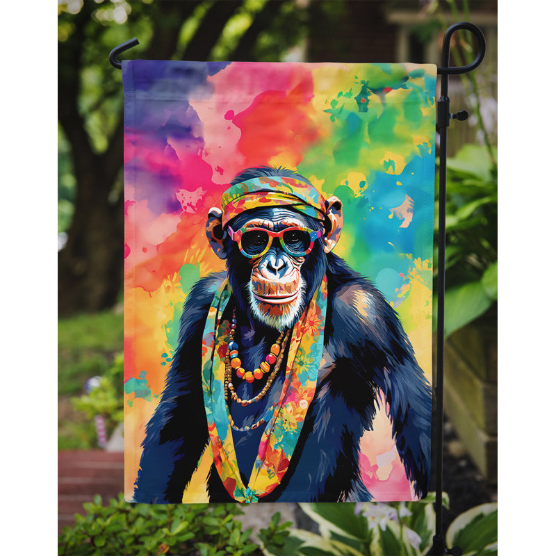Drapeau de jardin hippie chimpanzé