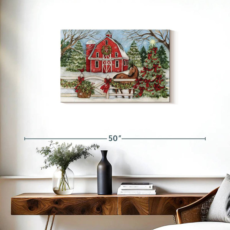 Lelend Winter Barn Horse, 20" H x 30" W