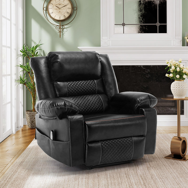 Fauteuil inclinable de massage en cuir respirant, Noir