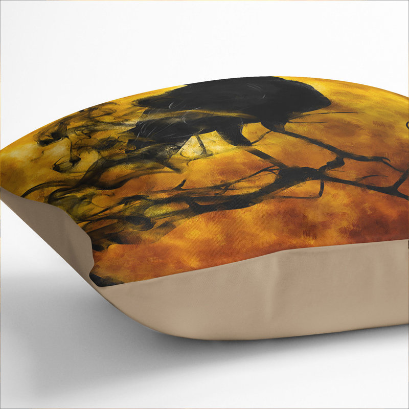Raven Bird Vol.3 Painting Square Throw Cushion, Stone, 40cm H x 40cm W x 15cm D