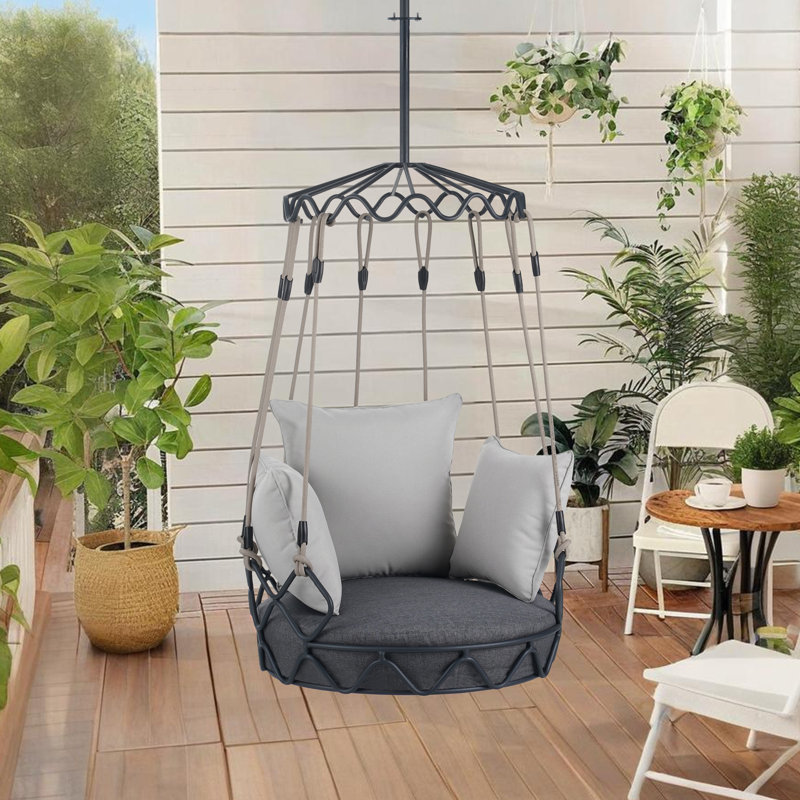 Outdoor Deep Seating Swing With Cushion, Gray