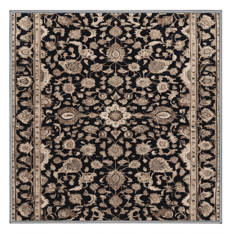 Tapis persan gris lavable à la machine, Carré 3 pi