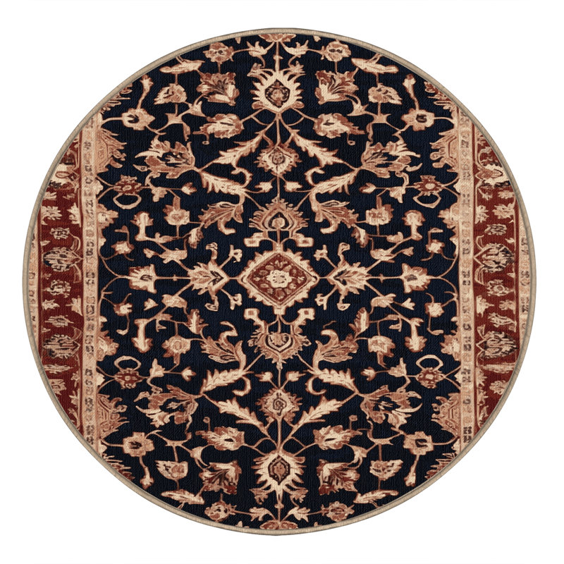 Machine Washable Persian Brown Area Rug, Round 6'