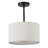 1-Light Modern Linen Drum Semi Flush Mount Ceiling Light with Black Metal Base for Bedroom Hallway Entryway