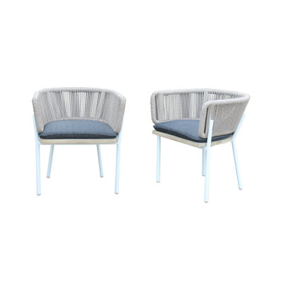 Melina Outdoor Wood, Aluminum and Rope Dining Chair