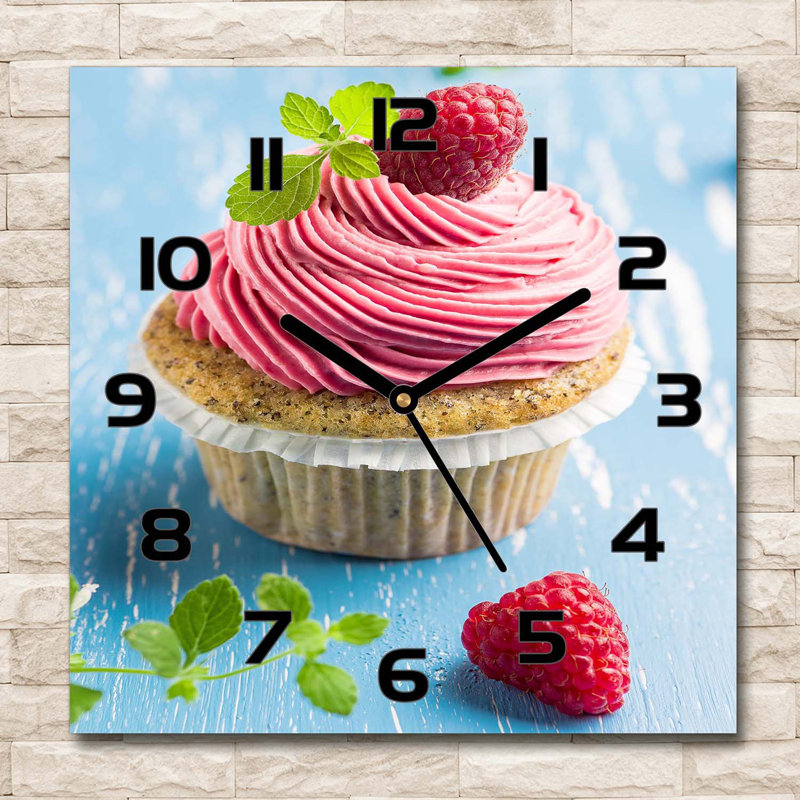 Hazelynn Glass Wall Clock, Black/Pink/Blue