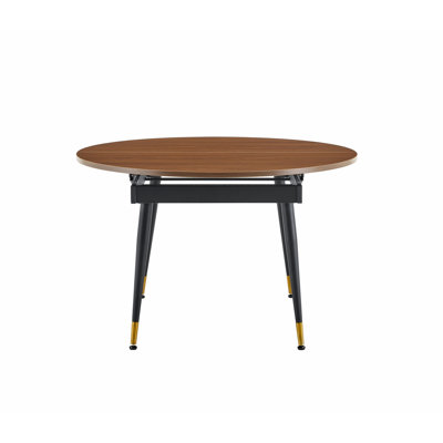 Oval Extendable Dining Table, MDF Top, Metal Legs for Dining Room