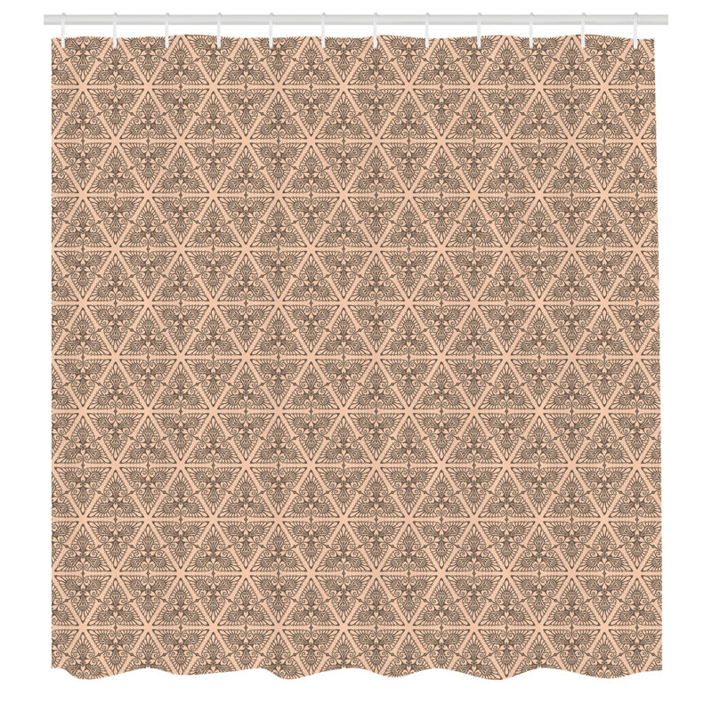 Shower Curtain Set + Hooks, 69"H x 70"W, Ecru Sepia
