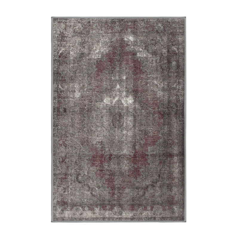 Tapis traditionnel rouge / noir Apogee, Rectangle 3 pi x 5 pi