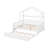Full Size House Shape Bed Frame With Open Shelf & Roof, Wooden Playhouse Day Bed With Trundle-154877249