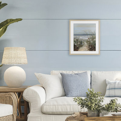 Wildflower Coastline Path, reproduction encadrée sous verre, conception de Sally Swatland