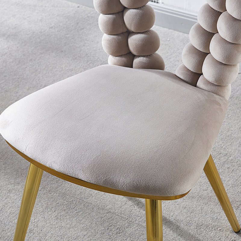 Fauteuil à dossier confortable avec tissu et cadre dorés pour le salon, café rembourré avec pieds thermolaqués, 2, Beige